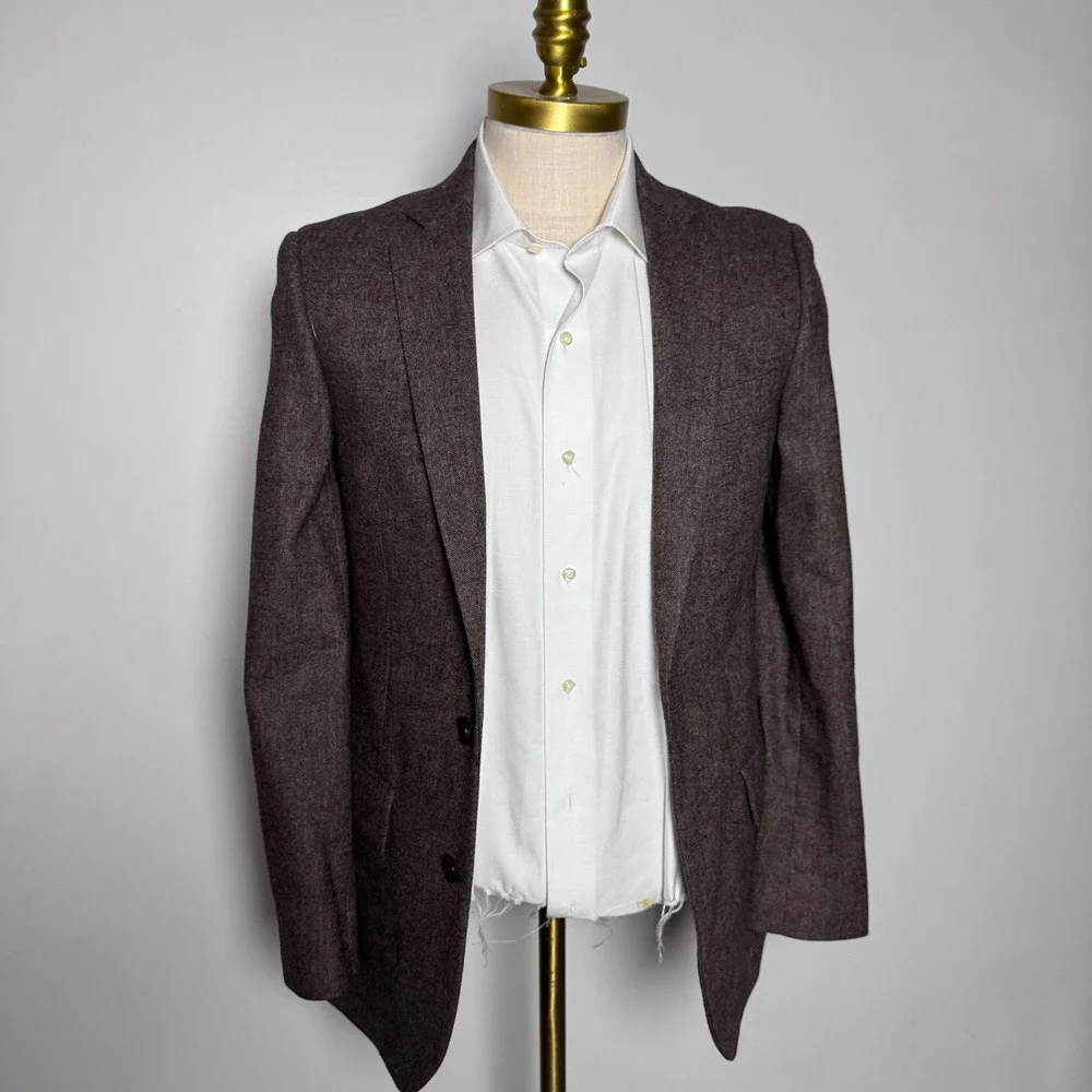 J.Crew Thompson Blazer Mens 38R Brown Heathered Wool Blend Two-Button Jacket